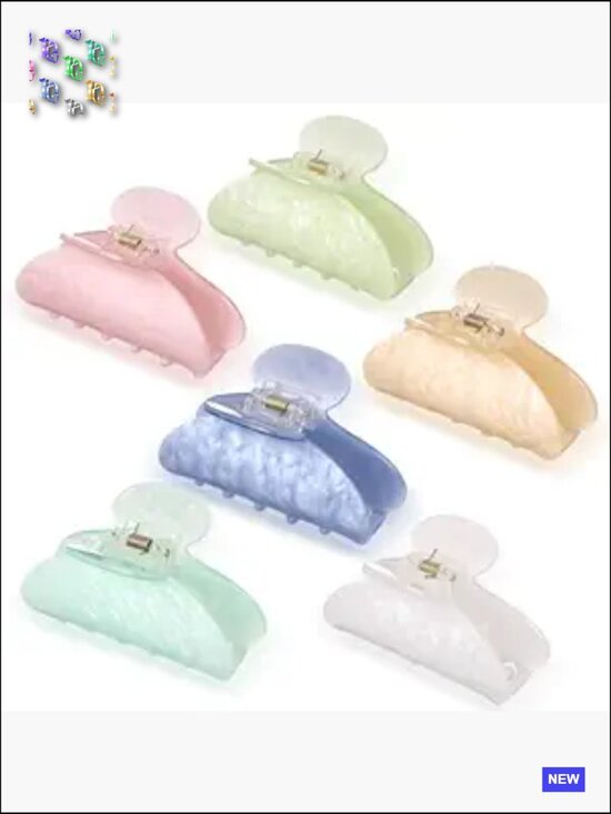 6 Acrylic Hair Claw Clips Non-Slip Hold Jaw Clamps for Thick Thin Hair French